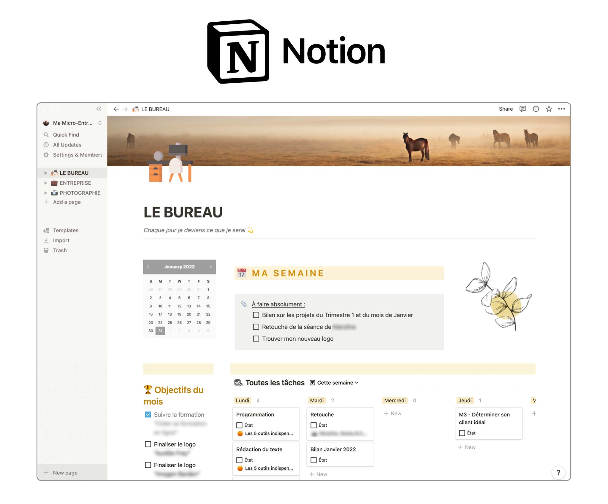 mon espace notion - outils pour freelance et indépendant